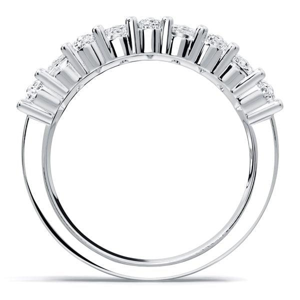 Sterling Silver Bezel Set Anniversary Band Ring with Round & Pear Cut White Sapphire
