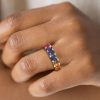 Emerald Rainbow Eternity Band - 18K Gold Plated Sterling Silver - 8.5 CT TW