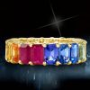 Emerald Rainbow Eternity Band - 18K Gold Plated Sterling Silver - 8.5 CT TW