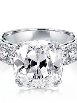 Cushion Cut Sterling Silver Engagement Ring - 15.27 CT Simulated Diamond