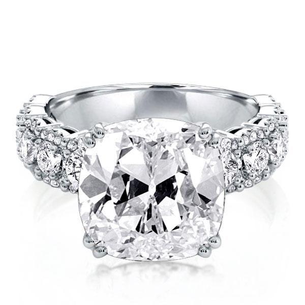 Cushion Cut Sterling Silver Engagement Ring - 15.27 CT Simulated Diamond