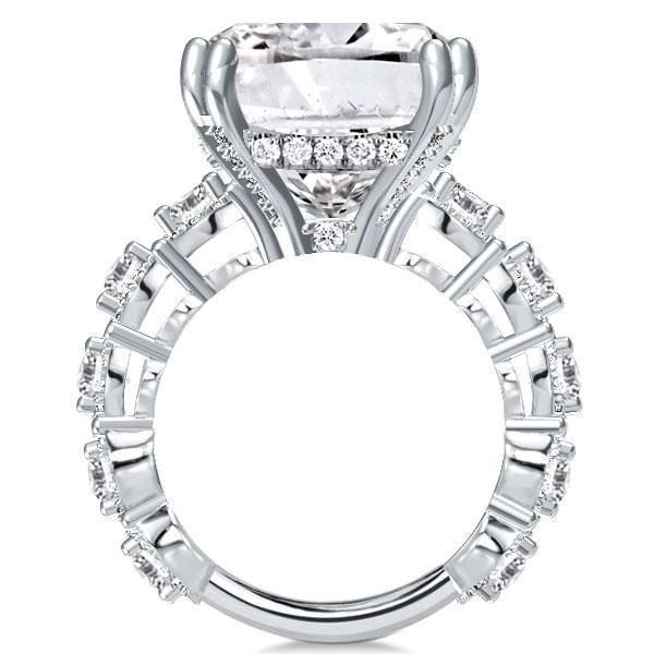 Cushion Cut Sterling Silver Engagement Ring - 15.27 CT Simulated Diamond