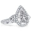 Pear Halo Three Stone Engagement Ring in Sterling Silver with Created White Sapphire
