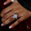 Pear Halo Three Stone Engagement Ring in Sterling Silver with Created White Sapphire