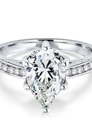 Vintage Pear Cut Sterling Silver Engagement Ring - 3 CT Center Stone