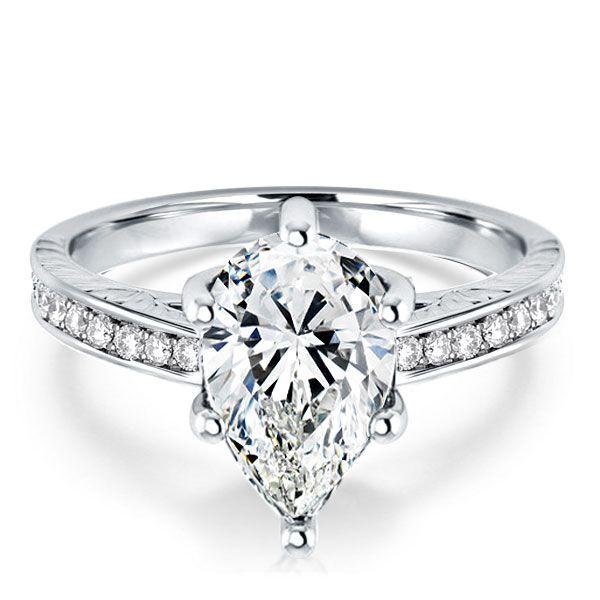 Vintage Pear Cut Sterling Silver Engagement Ring - 3 CT Center Stone