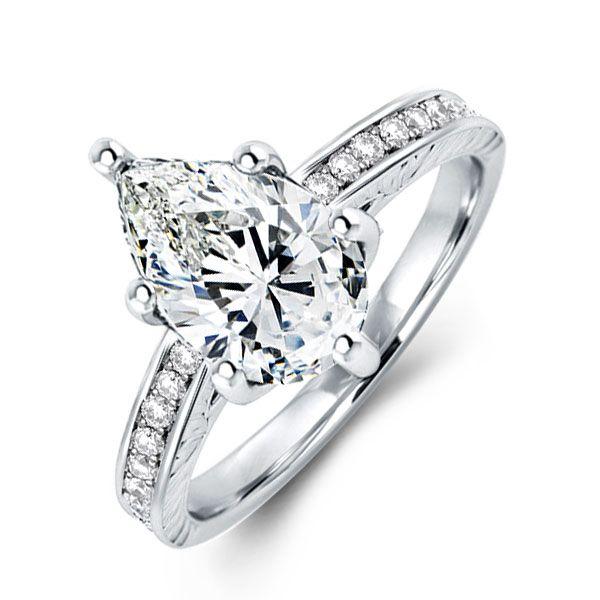 Vintage Pear Cut Sterling Silver Engagement Ring - 3 CT Center Stone