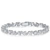 Sterling Silver Alternating Round & Pear CZ Tennis Bracelet for Women - 6, 7, 8, 9 Inch