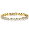 Sterling Silver Alternating Round & Pear CZ Tennis Bracelet for Women - 6, 7, 8, 9 Inch