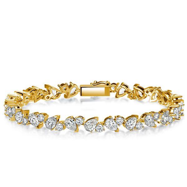 Sterling Silver Alternating Round & Pear CZ Tennis Bracelet for Women - 6, 7, 8, 9 Inch
