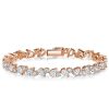 Sterling Silver Alternating Round & Pear CZ Tennis Bracelet for Women - 6, 7, 8, 9 Inch