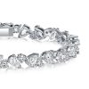 Sterling Silver Alternating Round & Pear CZ Tennis Bracelet for Women - 6, 7, 8, 9 Inch