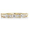 Emerald & Round Cut Half Eternity Wedding Band in 18K Gold Plated Sterling Silver