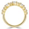 Emerald & Round Cut Half Eternity Wedding Band in 18K Gold Plated Sterling Silver