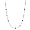Sterling Silver Blue Sapphire Necklace and Earrings Jewelry Set with Round & Princess Cuts