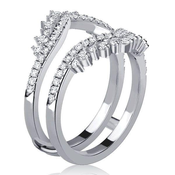 Sterling Silver Crown Enhancer Ring Guard - Sparkly Ring for Women