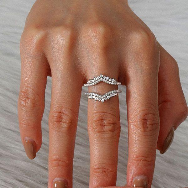 Sterling Silver Crown Enhancer Ring Guard - Sparkly Ring for Women