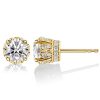 Golden Round Cut CZ Vintage Stud Earrings - 18K Gold Plated Sterling Silver