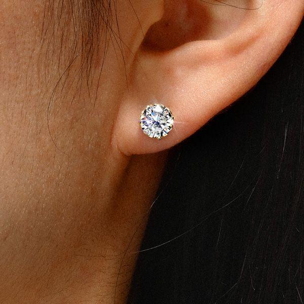 Golden Round Cut CZ Vintage Stud Earrings - 18K Gold Plated Sterling Silver