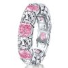 White & Pink Sapphire Sterling Silver Cushion Cut Eternity Band