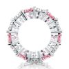 White & Pink Sapphire Sterling Silver Cushion Cut Eternity Band