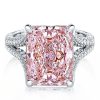 Radiant Cut Pink Sapphire Engagement Ring - Split Shank Sterling Silver