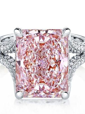 Radiant Cut Pink Sapphire Engagement Ring - Split Shank Sterling Silver