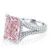 Radiant Cut Pink Sapphire Engagement Ring - Split Shank Sterling Silver