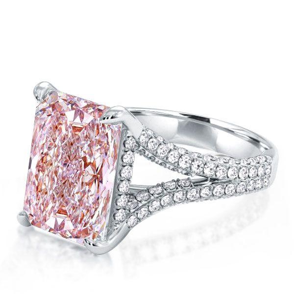 Radiant Cut Pink Sapphire Engagement Ring - Split Shank Sterling Silver