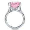 Radiant Cut Pink Sapphire Engagement Ring - Split Shank Sterling Silver