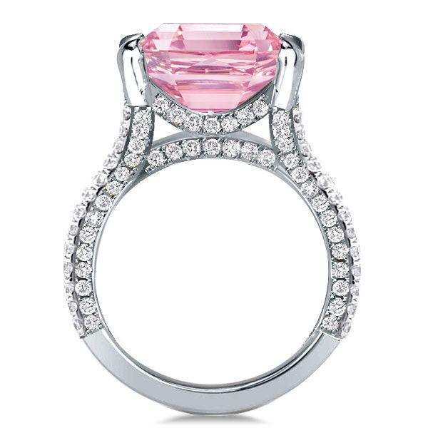 Radiant Cut Pink Sapphire Engagement Ring - Split Shank Sterling Silver