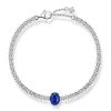 Blue Sapphire Tennis Bracelet for Women - Sterling Silver Oval & Round Cut