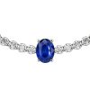 Blue Sapphire Tennis Bracelet for Women - Sterling Silver Oval & Round Cut