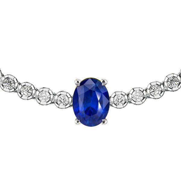 Blue Sapphire Tennis Bracelet for Women - Sterling Silver Oval & Round Cut