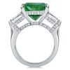 Emerald Three Stone Engagement Ring - 925 Sterling Silver