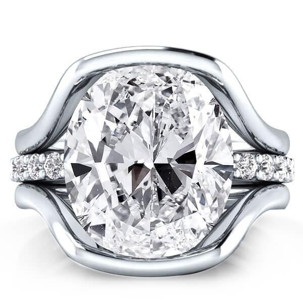 White Sapphire Engagement Ring Wedding Set - 925 Sterling Silver 3PC Bridal Set