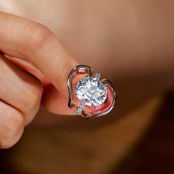 White Sapphire Engagement Ring Wedding Set - 925 Sterling Silver 3PC Bridal Set