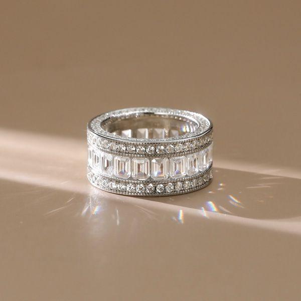 Emerald Cut Eternity Band - 925 Sterling Silver - 6.34 CT. TW.