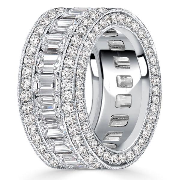 Emerald Cut Eternity Band - 925 Sterling Silver - 6.34 CT. TW.