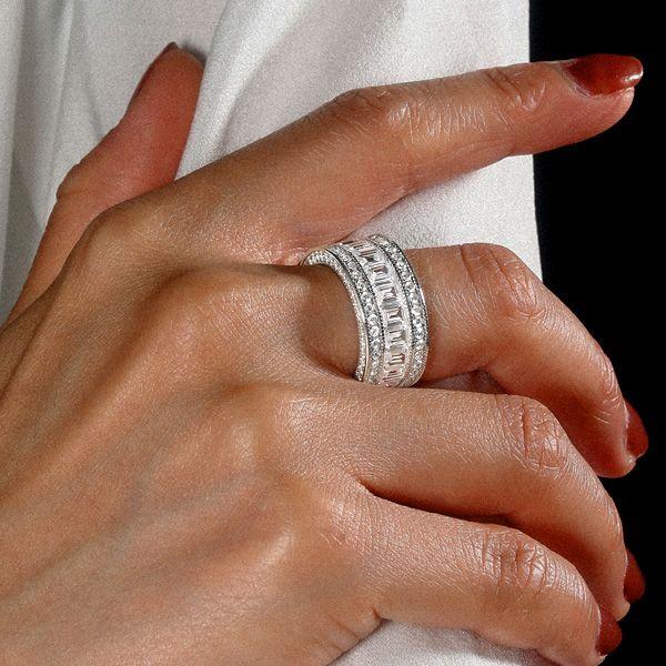 Emerald Cut Eternity Band - 925 Sterling Silver - 6.34 CT. TW.