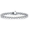 Bezel Heart Tennis Bracelet - Sterling Silver with CZ - 6, 7, 8, 9 Inches