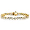 Bezel Heart Tennis Bracelet - Sterling Silver with CZ - 6, 7, 8, 9 Inches