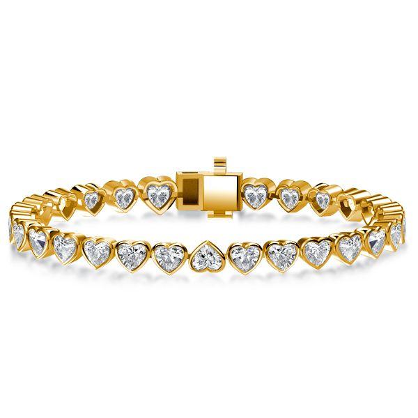 Bezel Heart Tennis Bracelet - Sterling Silver with CZ - 6, 7, 8, 9 Inches