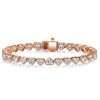 Bezel Heart Tennis Bracelet - Sterling Silver with CZ - 6, 7, 8, 9 Inches