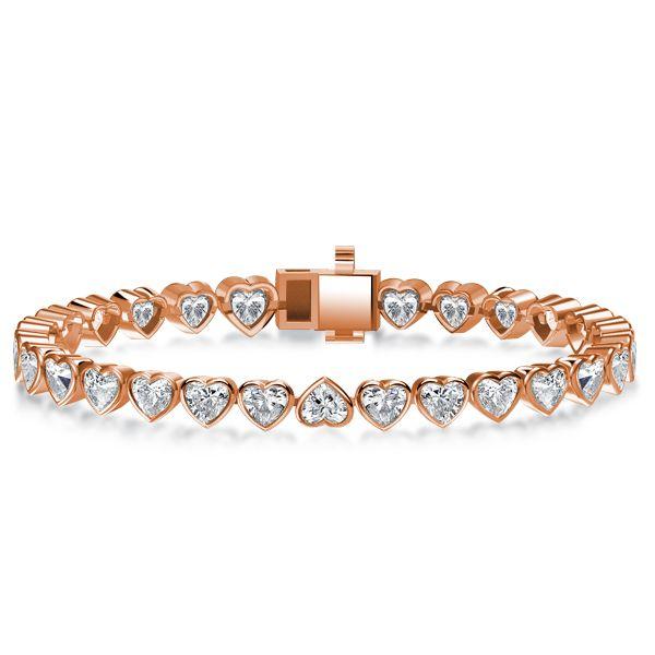 Bezel Heart Tennis Bracelet - Sterling Silver with CZ - 6, 7, 8, 9 Inches