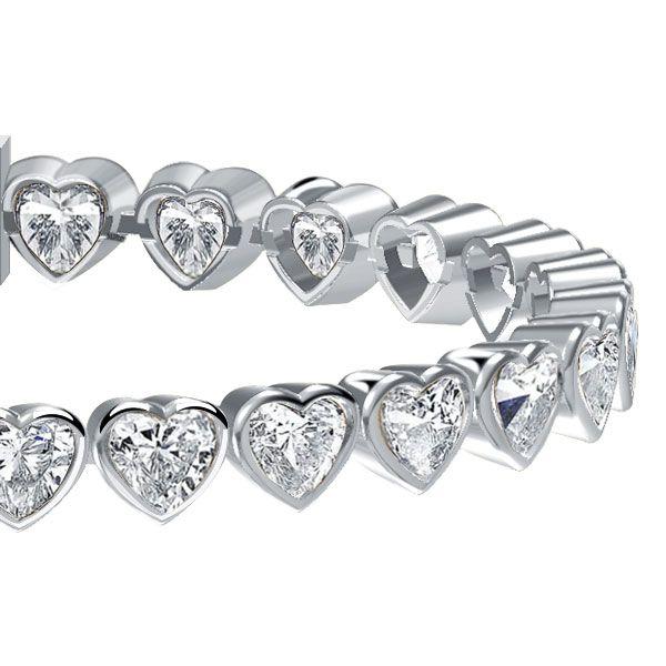 Bezel Heart Tennis Bracelet - Sterling Silver with CZ - 6, 7, 8, 9 Inches