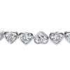 Bezel Heart Tennis Bracelet - Sterling Silver with CZ - 6, 7, 8, 9 Inches
