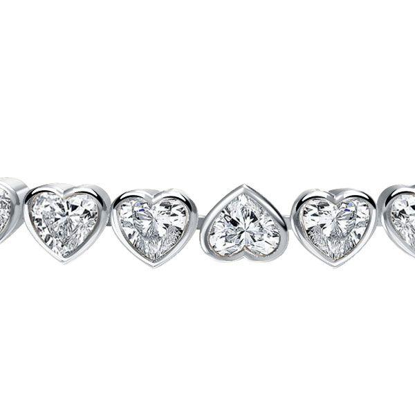Bezel Heart Tennis Bracelet - Sterling Silver with CZ - 6, 7, 8, 9 Inches