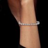 Bezel Heart Tennis Bracelet - Sterling Silver with CZ - 6, 7, 8, 9 Inches