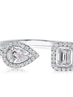 Emerald Open Wedding Band in Sterling Silver - Adjustable & Unique